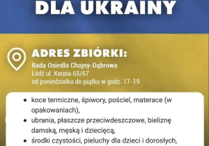 Plakat dotyczący pomocy humanitarnej dla Ukrainy