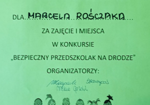 dyplom w konkursie plastycznym