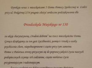 Podziękowanie za akcję "Otuleni dobrem"