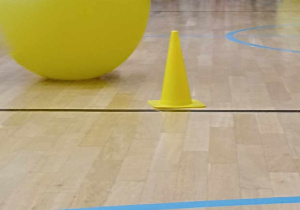 dzieci turlają dużą piłkę