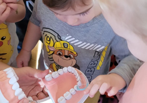 Dzieci na zajęciach ze stomatologiem
