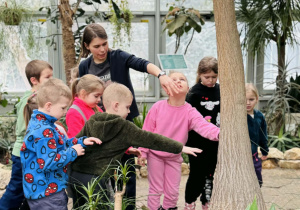 dzieci oglądają rośliny
