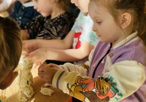 Przedszkolaki bawią się w paleontologów