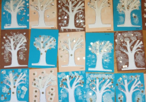 Prace plastyczne dzieci "Zimowe drzewa"