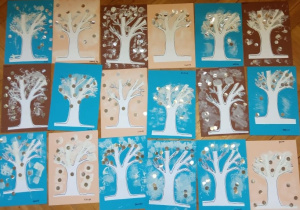 Prace plastyczne dzieci "Zimowe drzewa"