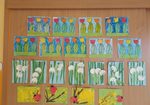prace plastyczne dzieci - wiosenne kwiaty