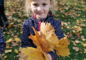 dziewczynka trzyma liście