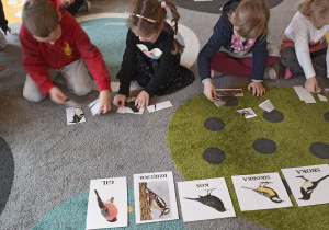 dzieci układają obrazek ptaka