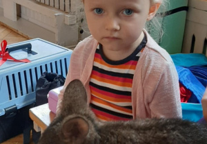 dziewczynka głaszcze kangura