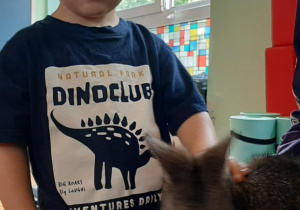 Chłopiec głaszcze kangura