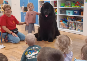 Dziecko głaszcze psa