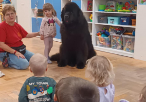 Dziecko głaszcze psa