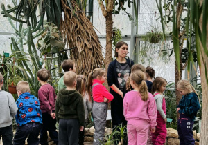 dzieci oglądają rośliny