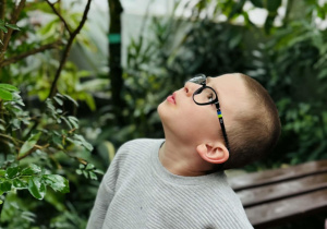 chłopiec patrzy w górę