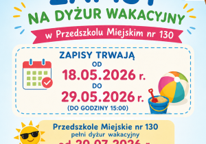 plakat dotyczący dyżuru wakacyjnego