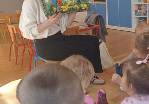 Pani pokazuje ilustracje