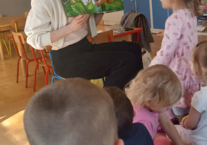 Pani pokazuje ilustracje