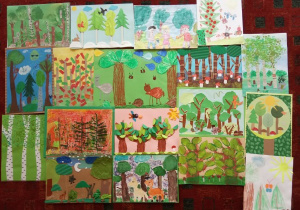 Prace nadesłane na konkurs plastyczny o lesie